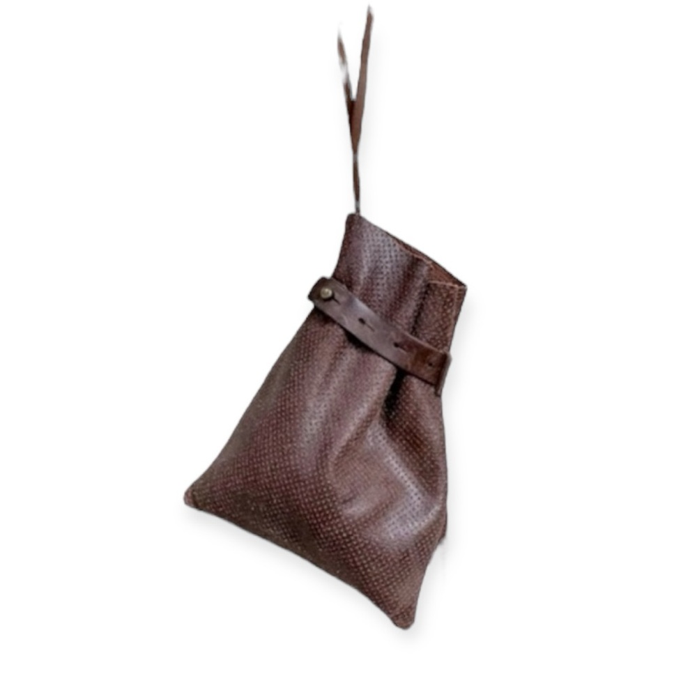 Anthropologie x Jo Leather Goods Brown Perforated Leather Festival Wristlet